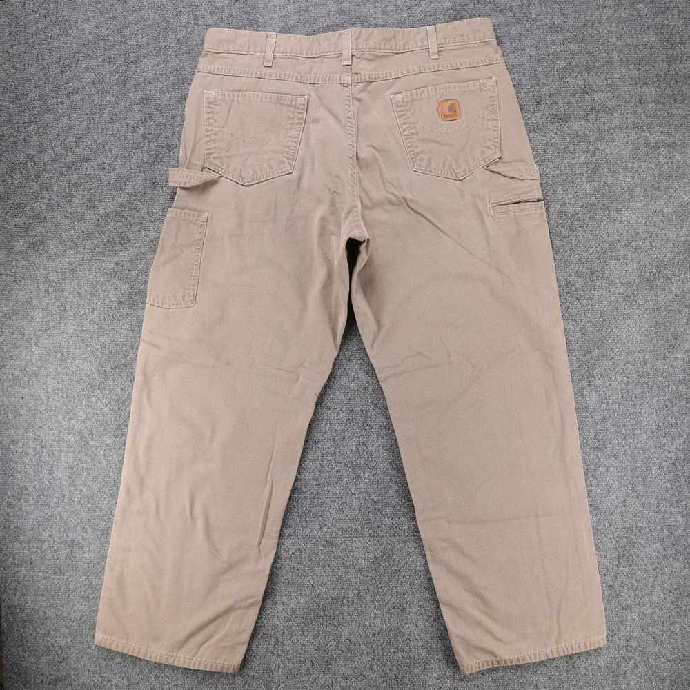 Carhartt B159 MUS Mens Loose Fit Canvas Carpenter Pants Taupe 38x30 (Fits 38x29)